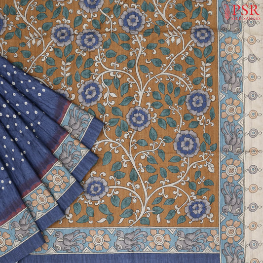 Prussian Blue Semi Tussar Saree