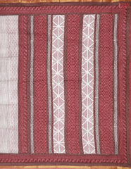 White & Dark Mauve Mul Printed Cotton Saree