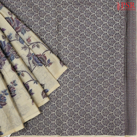Olive Beige Banaras Tussar Silk Saree