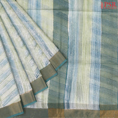 Turquoise & Green Semi Dupion Saree