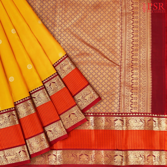 Yellow Fancy Kanchipuram Silk Saree