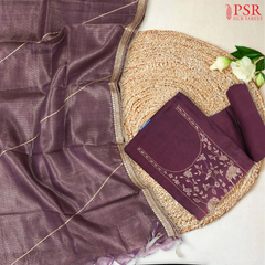 Dark Purple Pure Silk Cotton Dress Material
