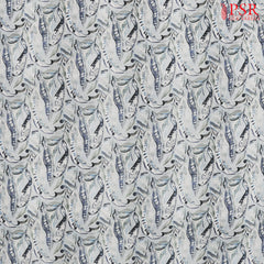 Ice Blue Linen Print Running Material