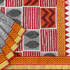 Off White Silk Cotton Saree