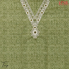 Olive Green Semi Tussar Dress Material
