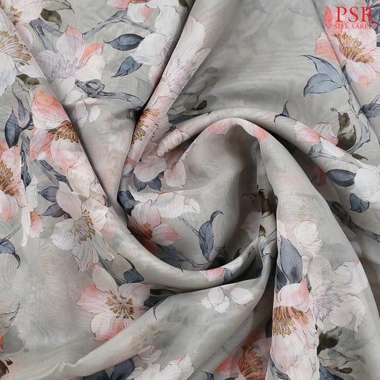 Mink Grey Organza Saree