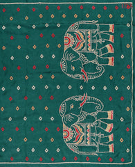 Dark Green Semi Tussar Saree