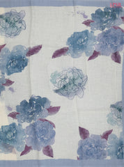 Floral White Linen Saree