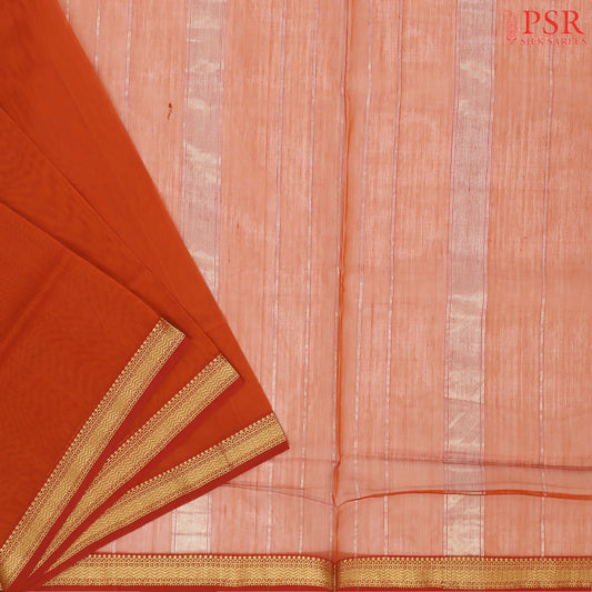 Dark Orange Maheshwari Silk Cotton Saree
