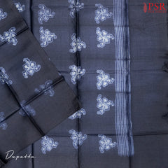 Space Blue Tassar Silk Dress Material