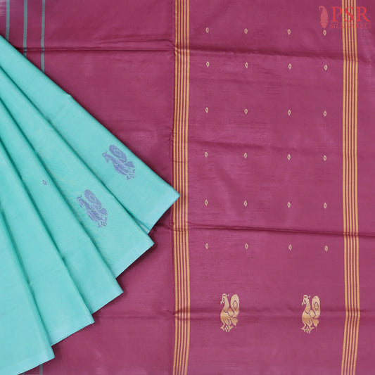 Turquoise Vazhainaar Silk Saree