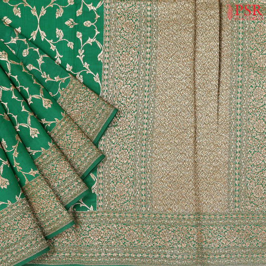 Emerald Green Chiniya Silk Saree