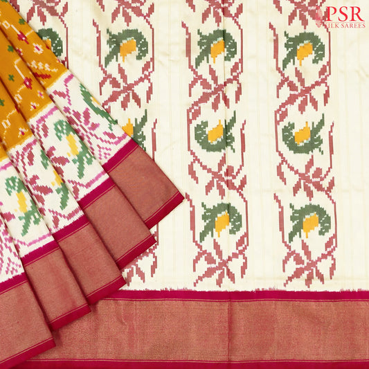 Dark Mustard Yellow Pochampally Silk Saree