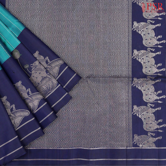 Teal Blue Soft Silk Saree