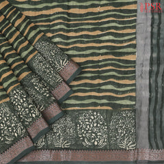 Dark Green Chanderi Silk Cotton Saree