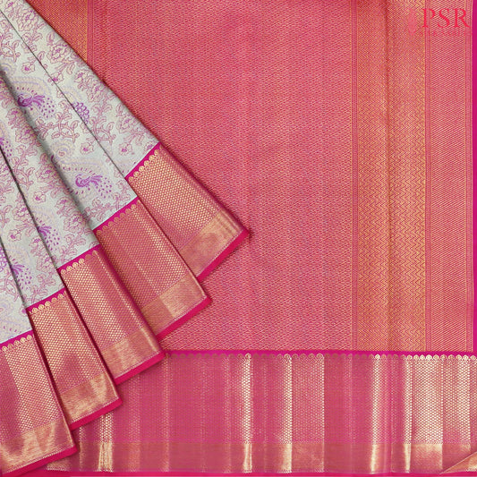 Turquoise Blue Kanchipuram Jacquard Tissue Silk Saree