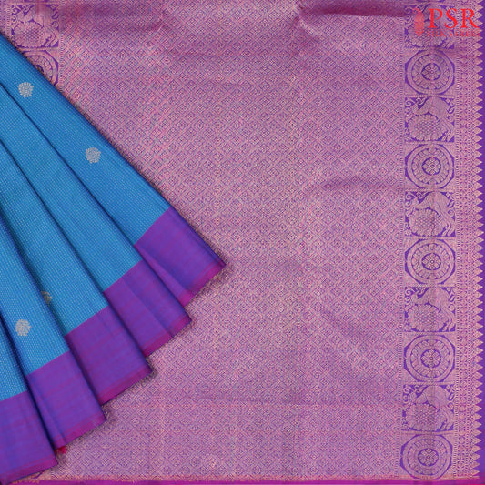 Peacock Blue Kanchipuram Silk Saree