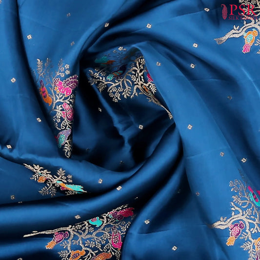 Yale Blue Banarasi Habutai Satin Saree