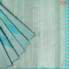 Viridian Blue Kanchipuram Jacquard Tissue Silk Saree