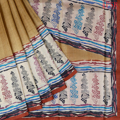 Ginger Tan Kadhi Tussar Silk Saree