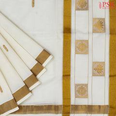Cream Beige Kerala Cotton Saree