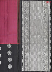 Dark Pink & Black Kanchipuram Silk Saree