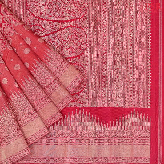 Crimson & Magenta Kanchipuram Jacquard Silk Saree