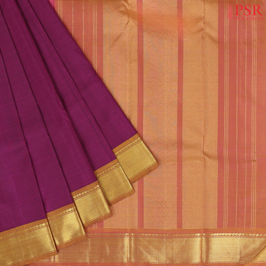 Dark Magenta And Black Kanchipuram Silk Saree