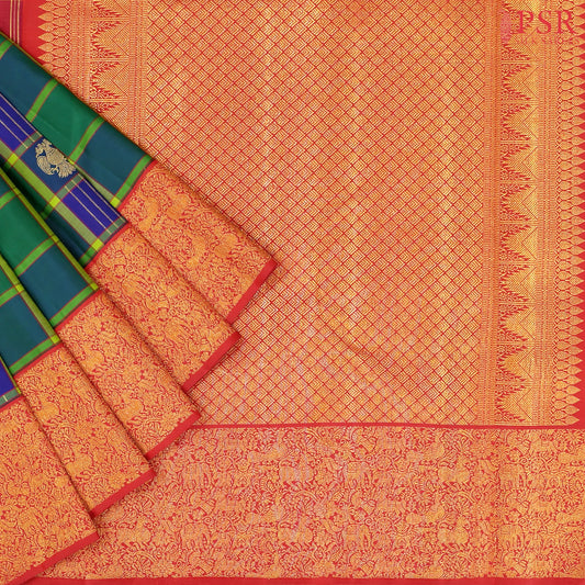 Green & Blue Kanchipuram Silk Saree