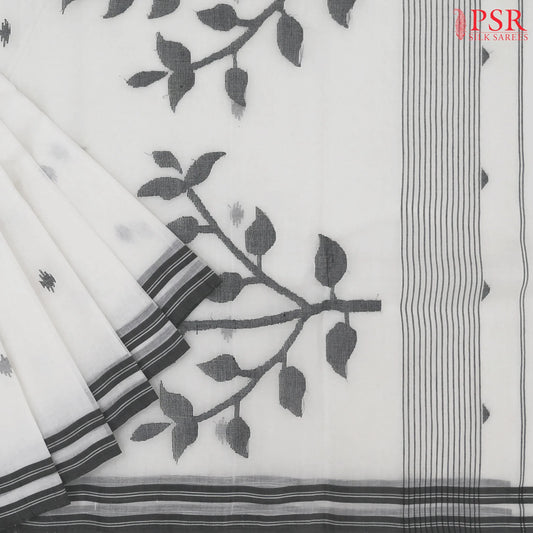 Off White Bengal Cotton Saree