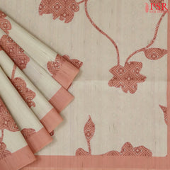 Cream Beige Semi Tussar Saree