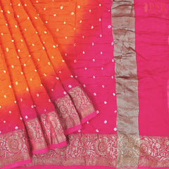 Saffron Crushed Bandhini Saree