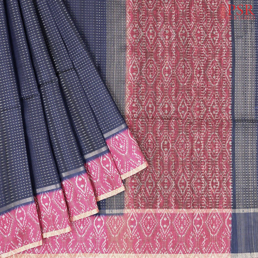 Berry Blue Semi Tussar Saree