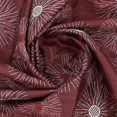 Dark Maroon Kosa Embroidery Saree