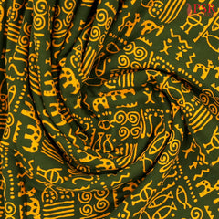 Bottle Green Cotton Print Running Material