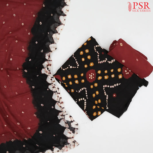 Black Bandhini Dress Material
