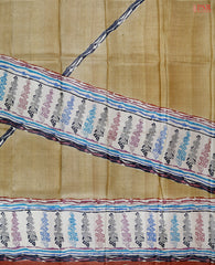 Ginger Tan Kadhi Tussar Silk Saree