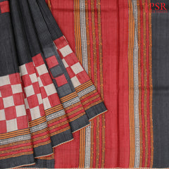 Charcoal Black Kadhi Tussar Silk Saree