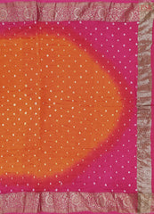 Saffron Crushed Bandhini Saree