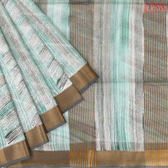 Pine Green & Dark Grey Semi Dupion Saree