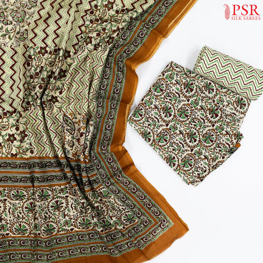 Beige Cotton Dress Material