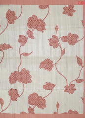 Cream Beige Semi Tussar Saree