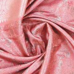 Flamingo Peach Kanchipuram Jacquard Silk Saree