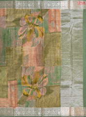 Cider Orange & Olive Green Chiniya Silk Saree