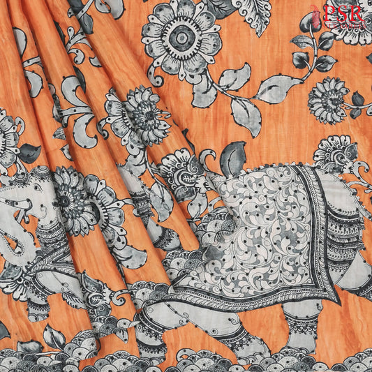 Sandstone Orange Semi Dupion Saree