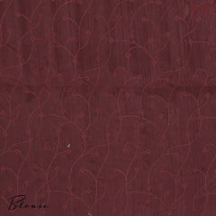 Dark Maroon Kosa Embroidery Saree