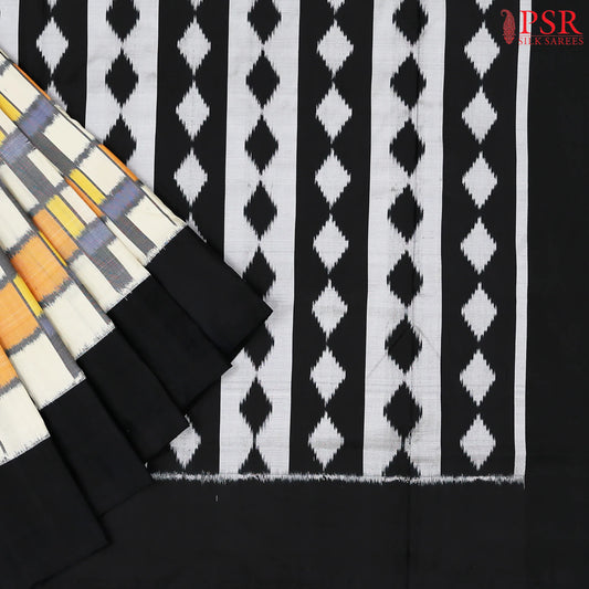 Cream Beige Pochampally Silk Saree