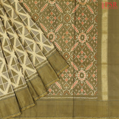 Grey & Olive Pochampally Silk Saree