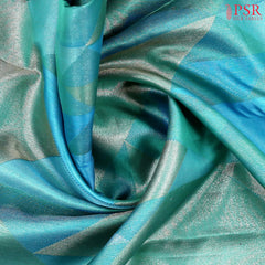 Viridian Blue Kanchipuram Jacquard Tissue Silk Saree