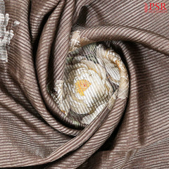 Mocha Brown Printed Tissue Saree